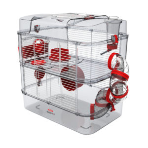 Cage Duo Rody 3 pour hamster, deux étages, rouge, 41 x 27 x 40,5 cm