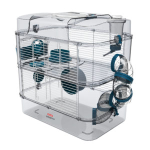 Cage Duo Rody 3 pour hamster, deux étages, bleue, 41 x 27 x 40,5 cm